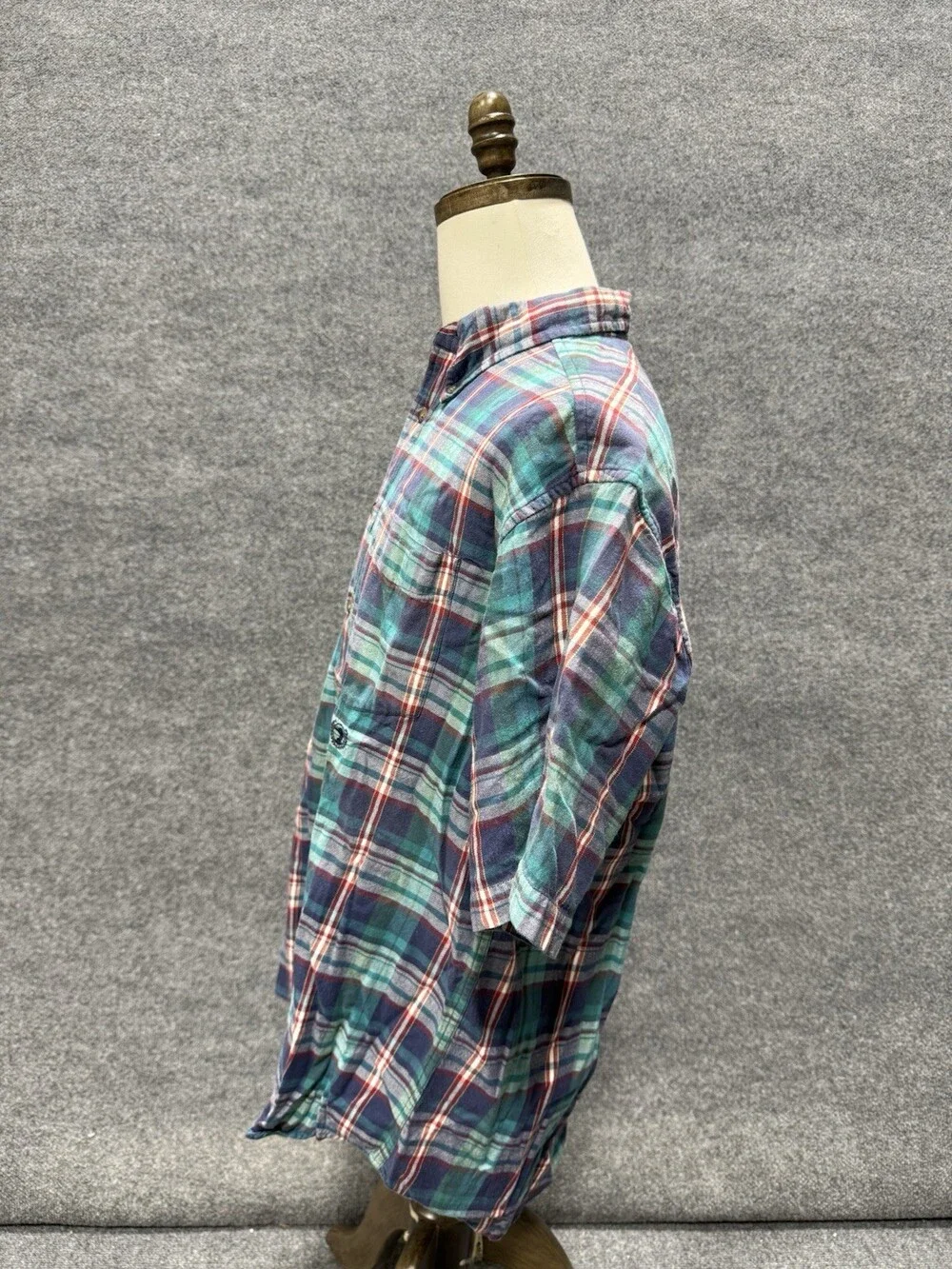 Vintage Duck Head Mens L Plaid Short Sleeve Button Down Shirt Cotton Preppy 90s